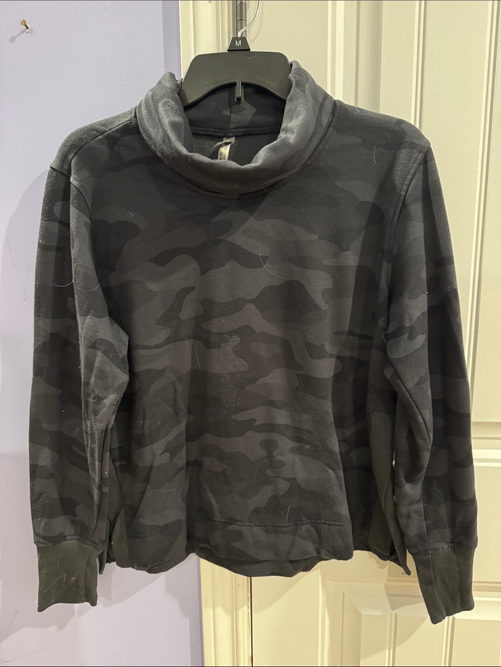 Women's Black Camo Funnel Neck Sweatshirt